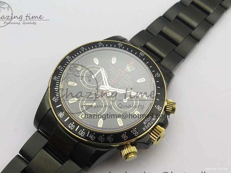 0415 Modern Daytona Kravitz YG DLC BP Maker Best Edition Black Dial On DLC Bracelet A4130 (Free Leather Strap) 3572